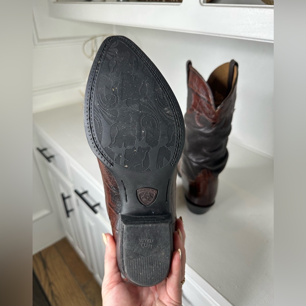 **SOLD**Ariat Women’s 9.5B Exotic Slouch Western Cowboy Boots Brown Leather - Picture 9 of 10